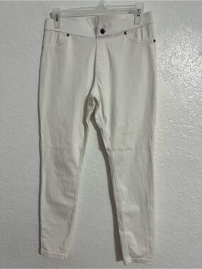 HUE White Pull On Skinny  Pants Womens Size M Stretch Back Pocket Casual 597